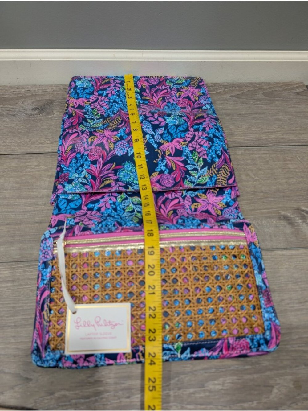 Lilly Pulitzer NWT Laptop Sleeve Leatherette Aegean Navy Calypso Coast - Picture 6 of 12